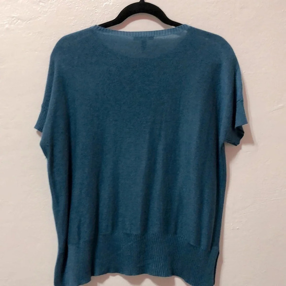 Eillen Fisher Blue Tencell & Merino Wool Short Sleeve Sweater Size XXS - Picture 5 of 7